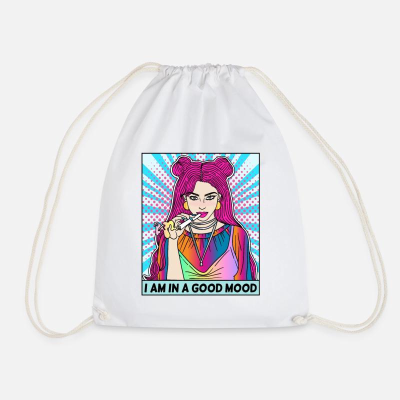 POP-ART ARTWORK JOINT SMOKING WOMAN - Drawstring Bag - white