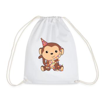 Singe pour anniversaire pour les enfants un anniversaire - Sac de sport léger - blanc - Devant