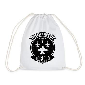 Top Gun Maverick Fighter Town Jet Logo - Drawstring Bag - white - Front