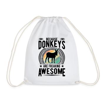 Because Donkeys are freaking awesome Donkey - Drawstring Bag - white - Front