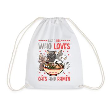 Ramen und Katzen Ramennudeln Nudelsuppe - Turnbeutel - Weiß - Vorne