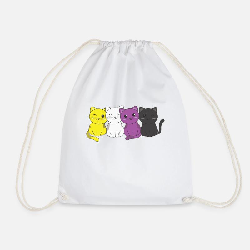 Nonbinary Flag Non Binary Pride LGBTQ süße Katze - Turnbeutel - Weiß
