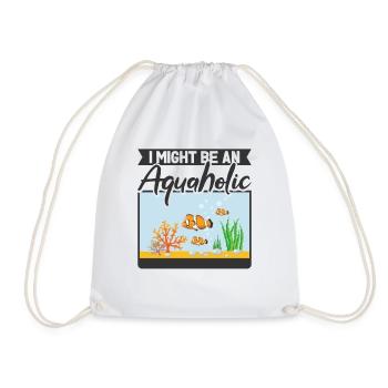 Aquarium Aquaholic Fish Tank Aquascaping - Drawstring Bag - white - Front