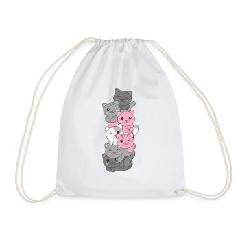 Demigirl Flag cat Pride LGBTQ cute cat - Drawstring Bag - white - Front