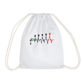 Motorcycle 6 Gears - ECG Adrenaline Heartbeat Biker - Drawstring Bag - white - Front
