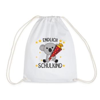 Endlich Schulkind Koala Schultüte Einschulung - Turnbeutel - Weiß - Vorne