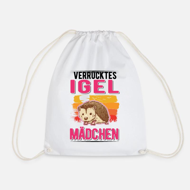 Verrücktes Igel Mädchen Stacheligel - Turnbeutel - Weiß