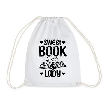 Sweet Book Lady Bookworm Lady Book Lover Book Book - Drawstring Bag - white - Front