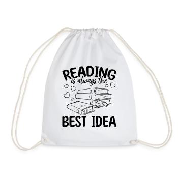 Lesen ist immer die beste Idee I Library Bookworm - Turnbeutel - Weiß - Vorne