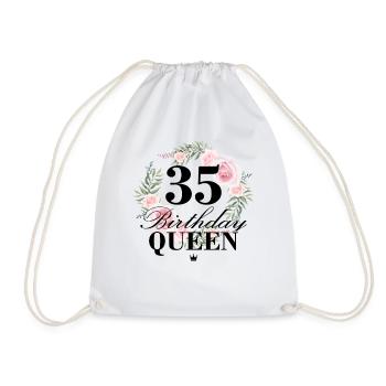 35th birthday Birthday Queen 35 years - Drawstring Bag - white - Front