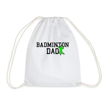 badminton dad - Drawstring Bag - white - Front