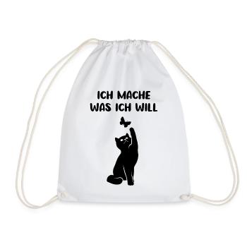 Katze Und Schmetterling Lustiger Spruch Geschenk - Turnbeutel - Weiß - Vorne