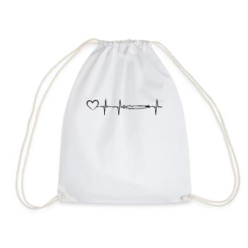 heartbeat gar fish heart gar fishing lover - Drawstring Bag - white - Front