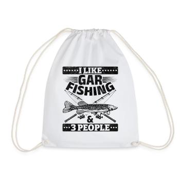 I like Gar Fishing & 3 People Garfish Garfishing - Drawstring Bag - white - Front
