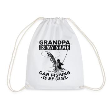 Grandpa is my name Gar Fishing is my game - Drawstring Bag - white - Front