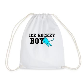 ice hockey boy - Drawstring Bag - white - Front