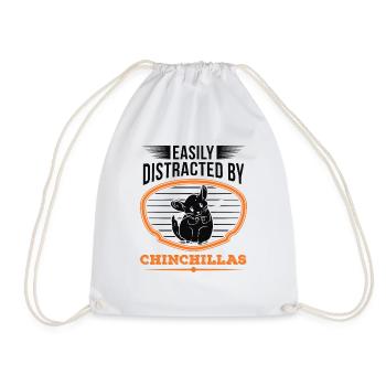 Easily distracted by Chinchillas - Drawstring Bag - white - Front