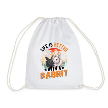 Life is better with a Rabbit Häschen Kaninchen - Drawstring Bag - white - Front