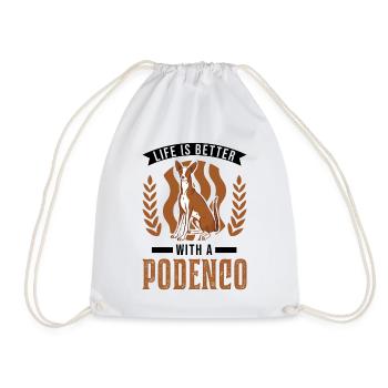 Life is better with a Podenco Spanish Greyhound - Drawstring Bag - white - Front