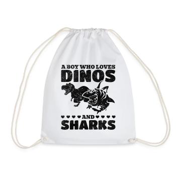 Un garçon qui aime les dinosaures et les requins Great White - Sac de sport léger - blanc - Devant