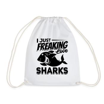 Großer White Shark Lover Ich liebe Haie einfach - Turnbeutel - Weiß - Vorne