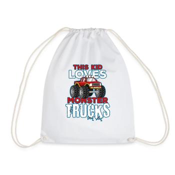 Monster Truck Große Reifen Kind Liebe I Geschenk - Turnbeutel - Weiß - Vorne