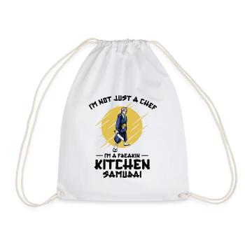 Chef Japanese Samurai Cooking Baking Meals - Drawstring Bag - white - Front