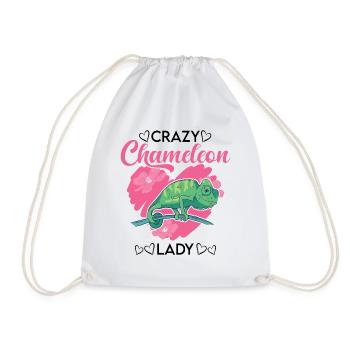 Crazy Chameleon Mrs. Crazy Chameleon lady - Drawstring Bag - white - Front