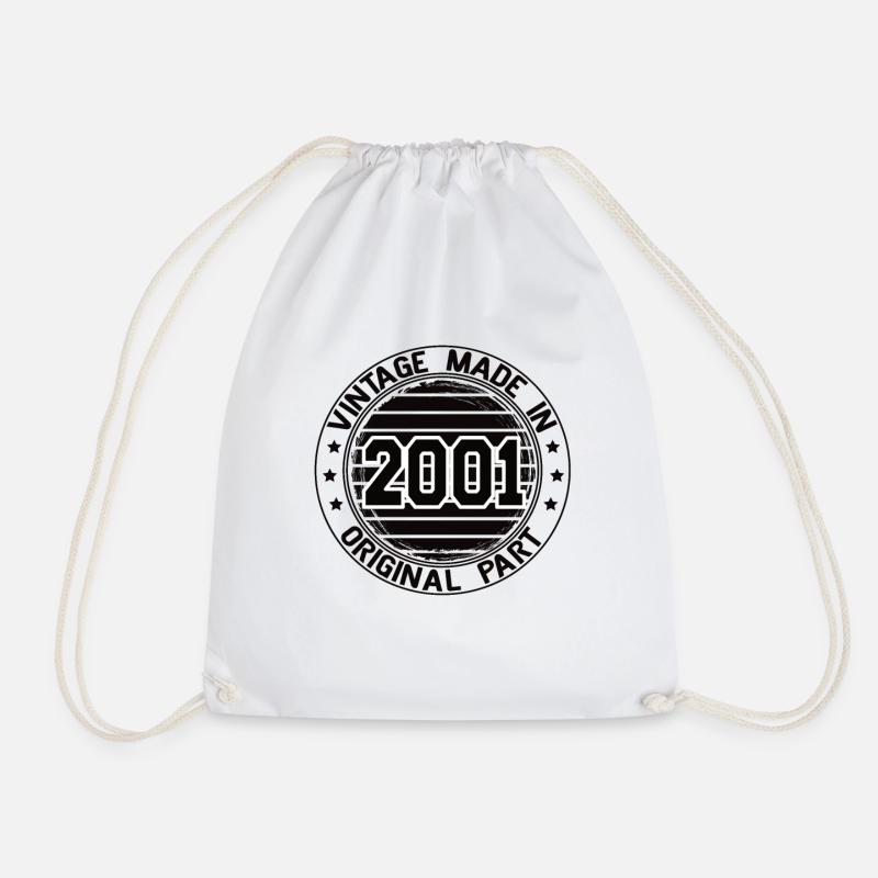 Vintage Made In 2001 Original Part Geburtstag 2001 - Turnbeutel - Weiß