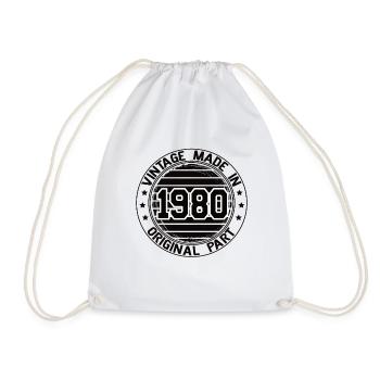 Vintage Made In 1980 Original Part Birthday 1980 - Drawstring Bag - white - Front