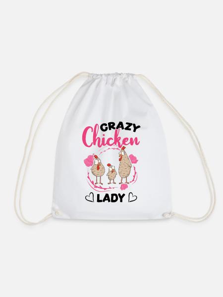 Crazy Chicken lady Hühner Besitzerin - Turnbeutel - Weiß