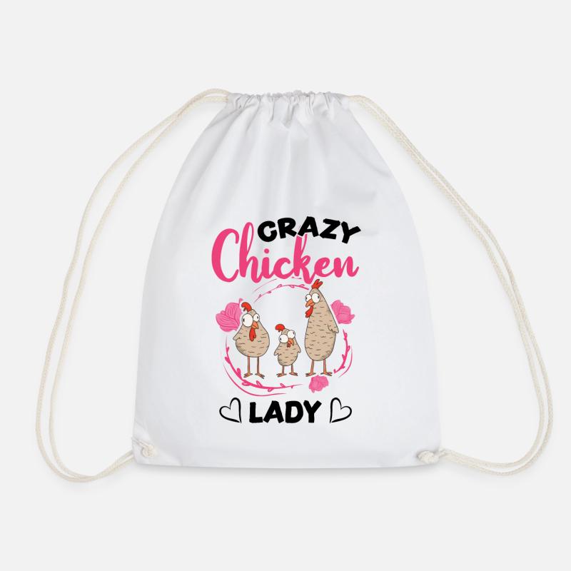 Crazy Chicken lady Hühner Besitzerin - Turnbeutel - Weiß