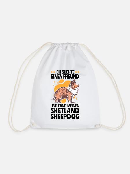 Freund gesucht und Shetland Sheepdog gefunden - Turnbeutel - Weiß