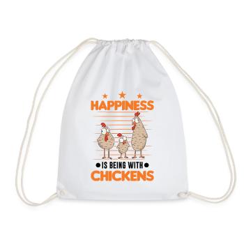 Le bonheur, c’est d’être avec Chickens Hühner - Sac de sport léger - blanc - Devant
