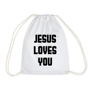Jesus Loves You - Drawstring Bag - white - Front