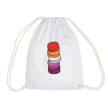 Lesbian Flag Genderfluid Pride LGBTQ Macaron - Drawstring Bag - white - Front