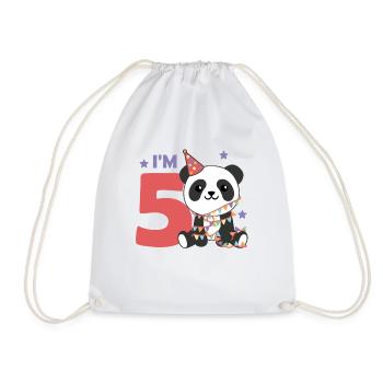 Panda pour le cinquième anniversaire pour les enfants de 5 ans - Sac de sport léger - blanc - Devant