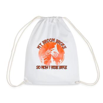 My Broom Is Broken, Now I Ride Bike - Drawstring Bag - white - Front