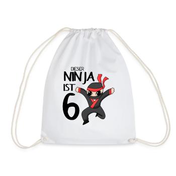 6 Jahre Junge Ninja - 6 Geburtstag - Ich bin 6 - Turnbeutel - Weiß - Vorne