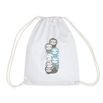 Demiboy Flag Pride LGBTQ Cute Sloth Bunch - Drawstring Bag - white - Front