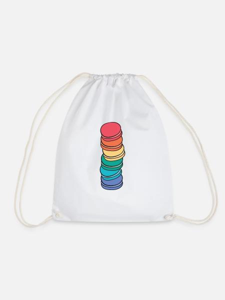 Regenbogen Flag Gay Pride LGBTQ Macaron - Turnbeutel - Weiß