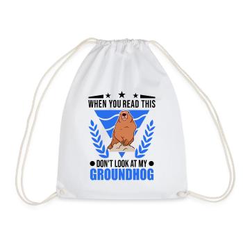 Marmot Gift Groundhog Day Woodchuck - Drawstring Bag - white - Front
