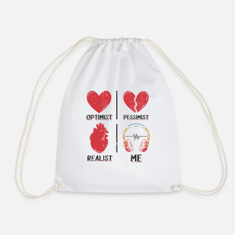 Music Lover DJ Headphones - Drawstring Bag - white