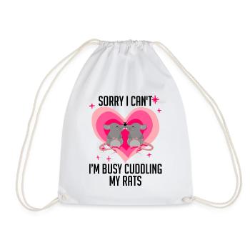 Rat Cuddling Pet Owner Rodent Rat Lovers - Drawstring Bag - white - Front