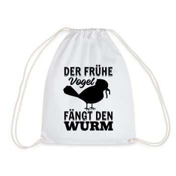 Der Frühe Vogel Fängt Den Wurm - Frühaufsteher - Turnbeutel - Weiß - Vorne