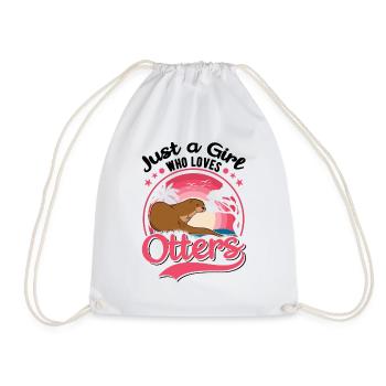 Otter Girl Otter Sea Otter - Drawstring Bag - white - Front