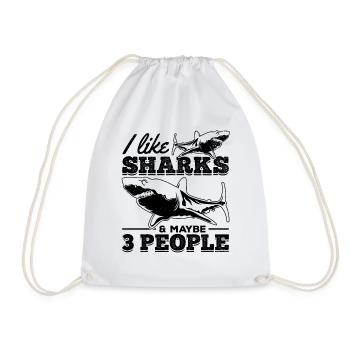 Ich mag Haie & vielleicht 3 Leute Sharkfish Great - Turnbeutel - Weiß - Vorne