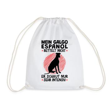 Galgo Espanol schaut sehr intensiv Windhund - Turnbeutel - Weiß - Vorne
