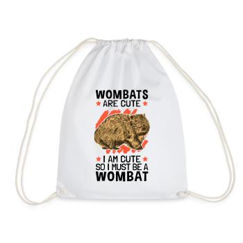 Also bin ich ein Wombat Beuteltier - Turnbeutel - Weiß - Vorne