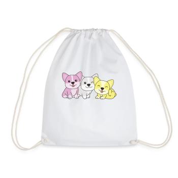 twink Flag Corgi Pride LGBTQ cute dogs - Drawstring Bag - white - Front
